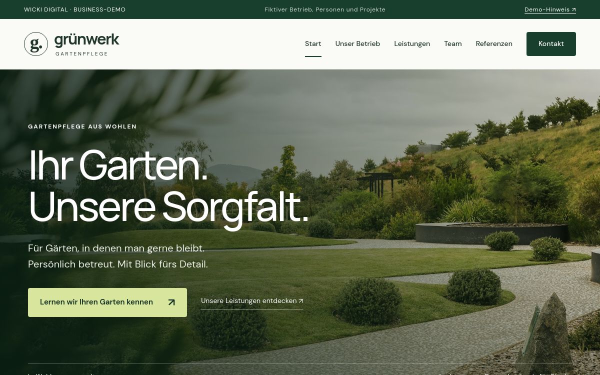 Vorschau der Startseite von grünwerk Gartenpflege