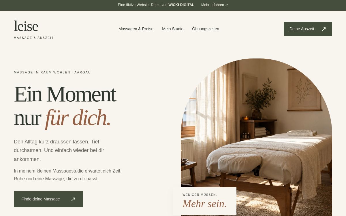 Vorschau der Startseite von leise Massage